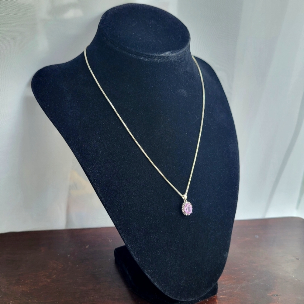 925 sterling silver chain amethyst pendant